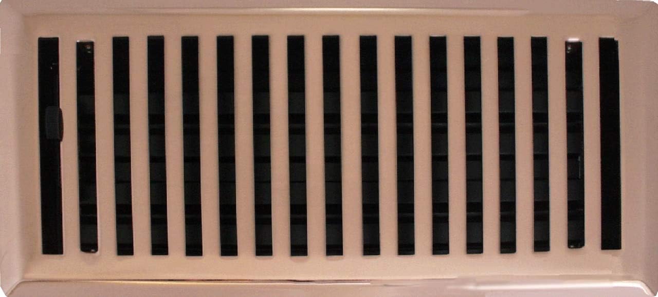 6" x 12" (7.375" x 13.75" Overall) Antique Brass Plated Contemporary Register with Damper (HVAC Vent Cover)