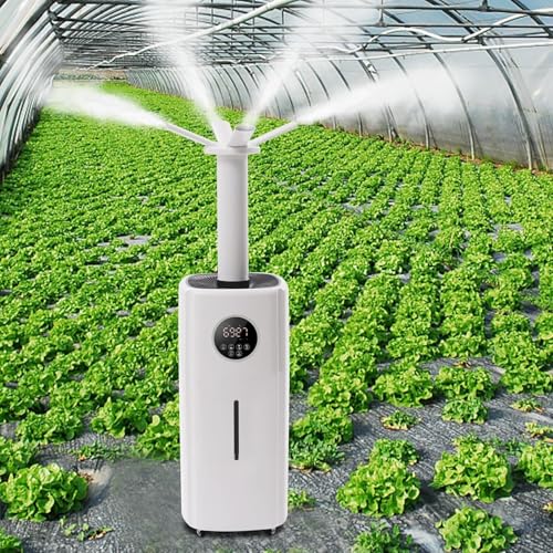 Humidificador comercial con capacidad de 21 litros, 3 modos de pulverización y boquillas de niebla de 360° para habitaciones grandes, supermercados, invernaderos