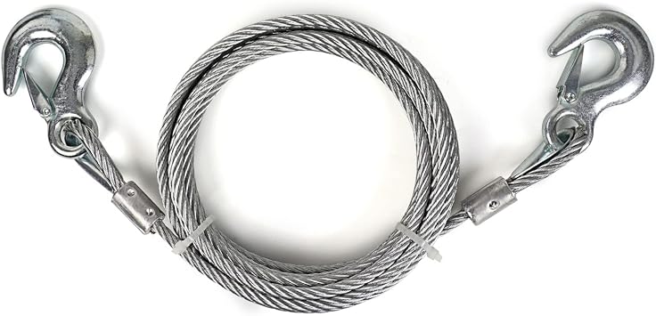 Towing Steel Winch Cable, 5/16 x 20ft Wire Rope with 2 Hooks, 9800LBS Breaking Strength, Heavy Duty Tow Cable