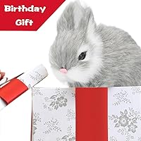 Vista 3 de Figura de conejo de peluche en miniatura, figura suave de conejo de felpa de plástico para decoración de mesa, regalos (gris)