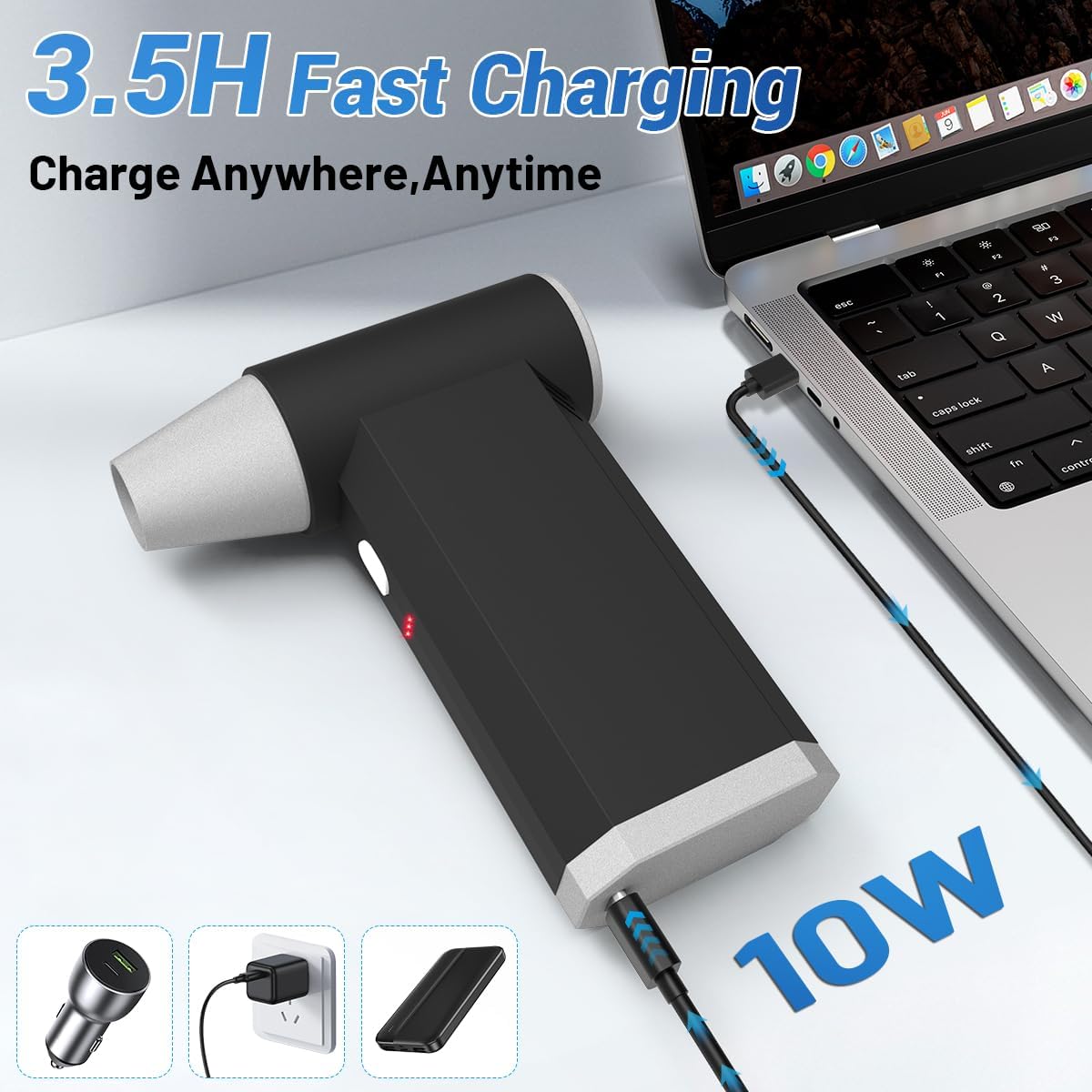 Electric Air Duster-180000RPM Compressed Air Duster, Super Power Cordless Jet Air Blower, 3-Gear Adjustable Mini Rechargeable Turbo Fan for Computer, Keyboard, House, Outdoor and Car, Gifts for Men