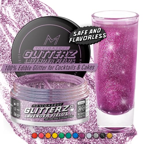 Image of MONEGASQUE Lavender Edible Glitter for Drinks & Cakes, Drink Glitter, 10g | Shimmer Powder, for Cupcakes, Champagne & Macarons, Cocktail Garnish, Vegan, Gluten-Free, for Bakers & Mixologists