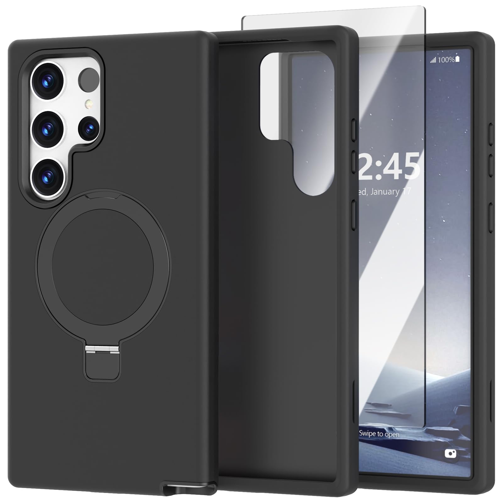 ACKETBOX Magnetic Designed for Samsung Galaxy S23 Ultra Case,with Screen Protector+Kickstand,Shockproof Protective Phone Cover,Case for Galaxy S23