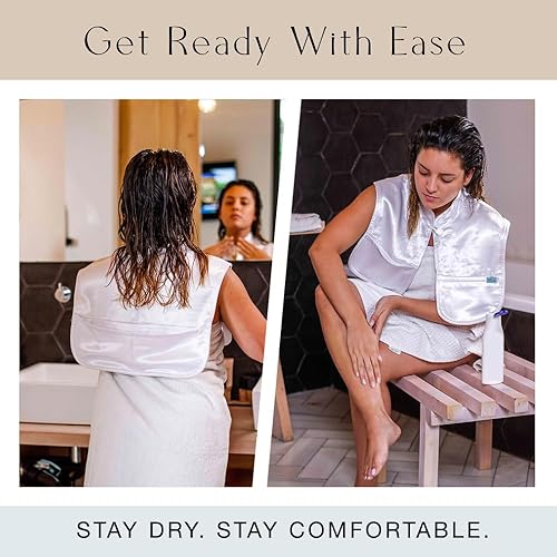 Miniatura 2 de MONII Capa para cabello y maquillaje, algodón y satén, antiencrespamiento, absorbente de agua, seca con facilidad, comodidad y protección para el