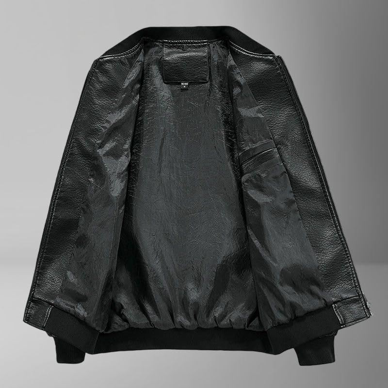 Chaqueta Biker para Hombre Cuero Sintético Café miniatura 4