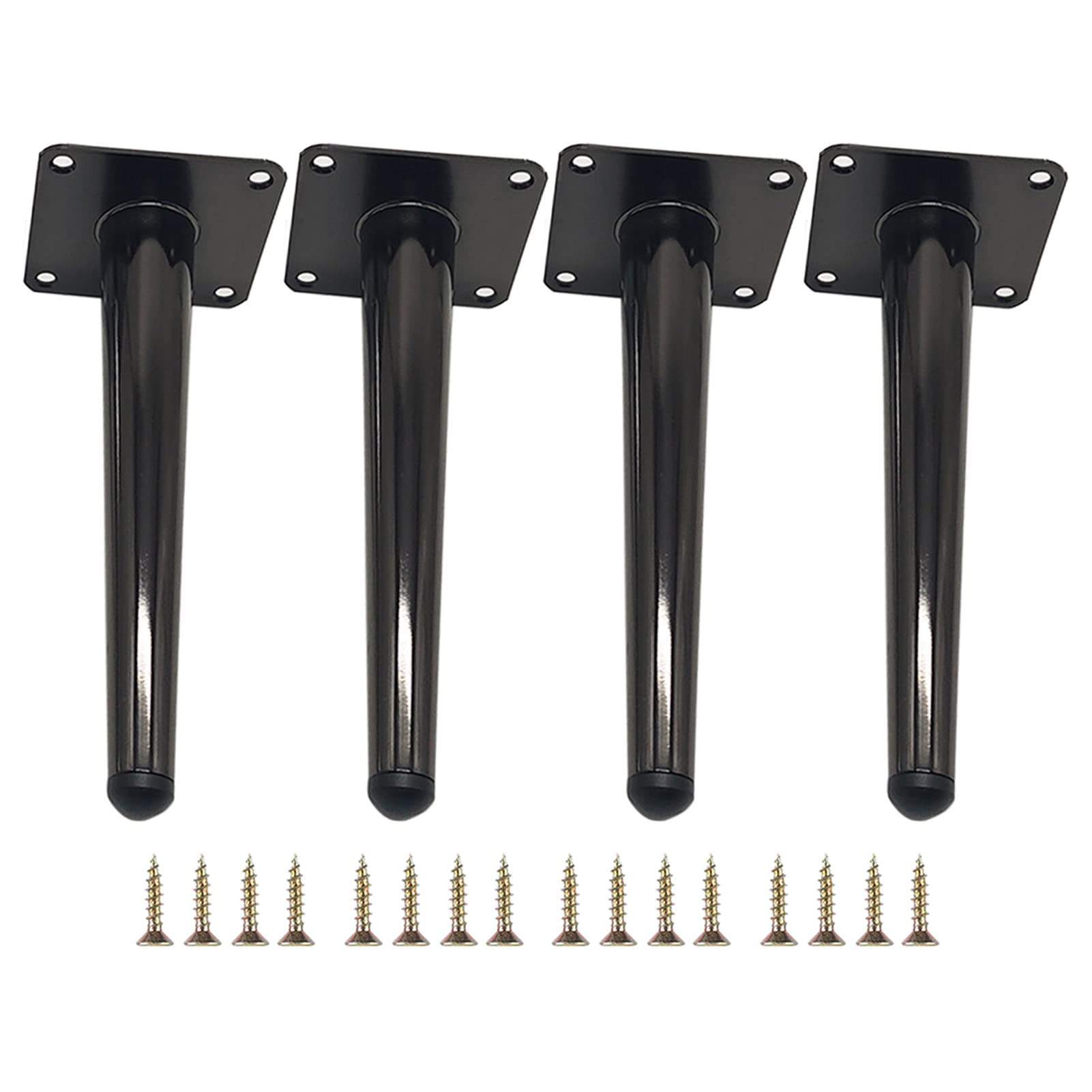 FCXURKOD Set of 4 Tapered Metal Furniture Legs 15cm/5.91in Gun Black Replacement Feet for Sofa Couch TV Cabinet Armchair Ottoman - DIY Upgrade Parts