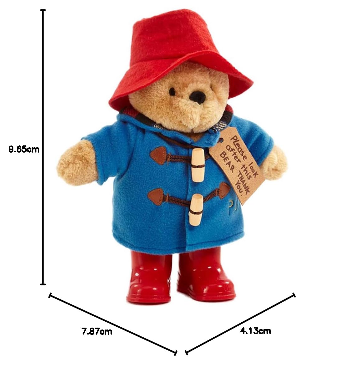 Rainbow Designs Classic Paddington Bear with Boots - 25cm Standing Plush Character - Soft & Cuddly Paddington Teddy Bear with Iconic Duffle Coat, Bush Hat & Shiny Red — view 9