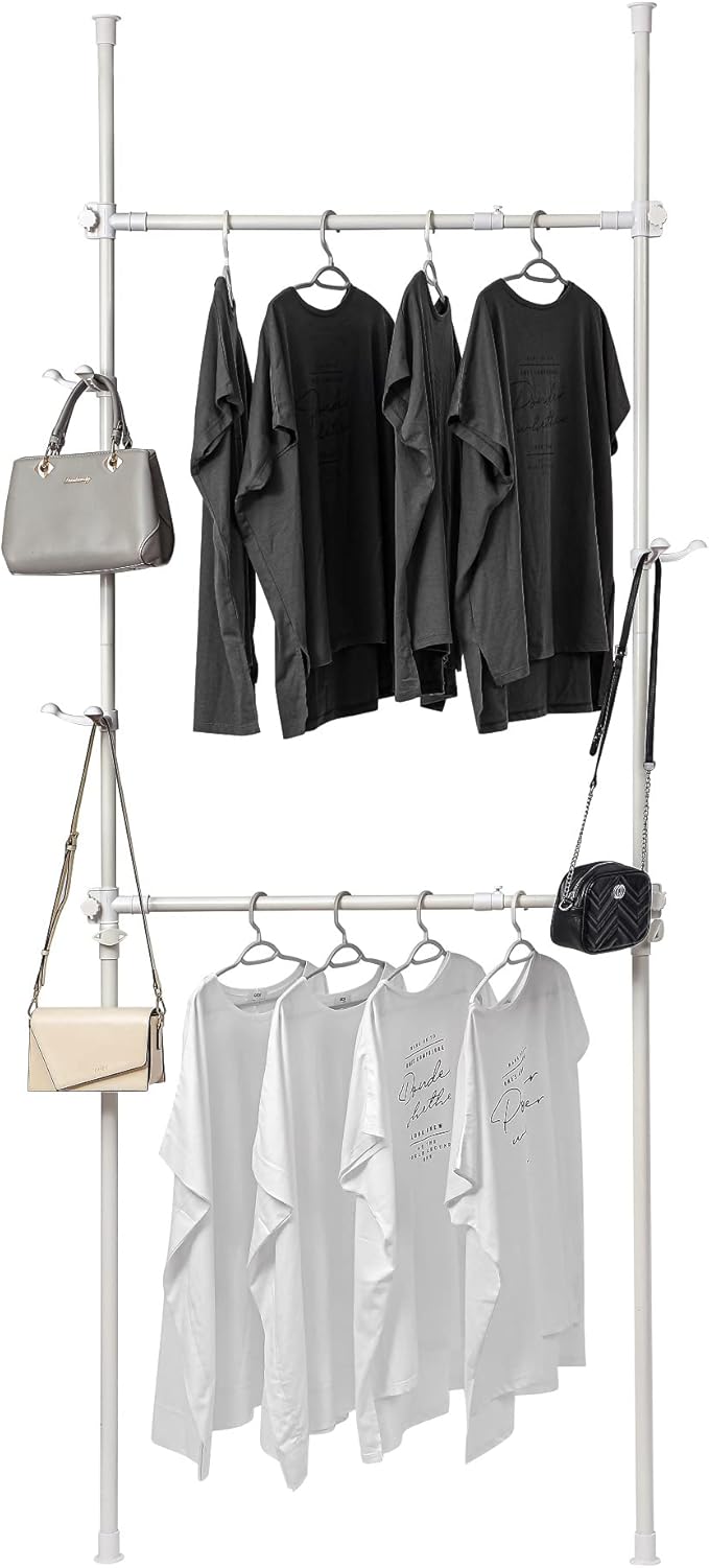 Adjustable Clothing Rack, Double Rod 2 Tier Adjustable