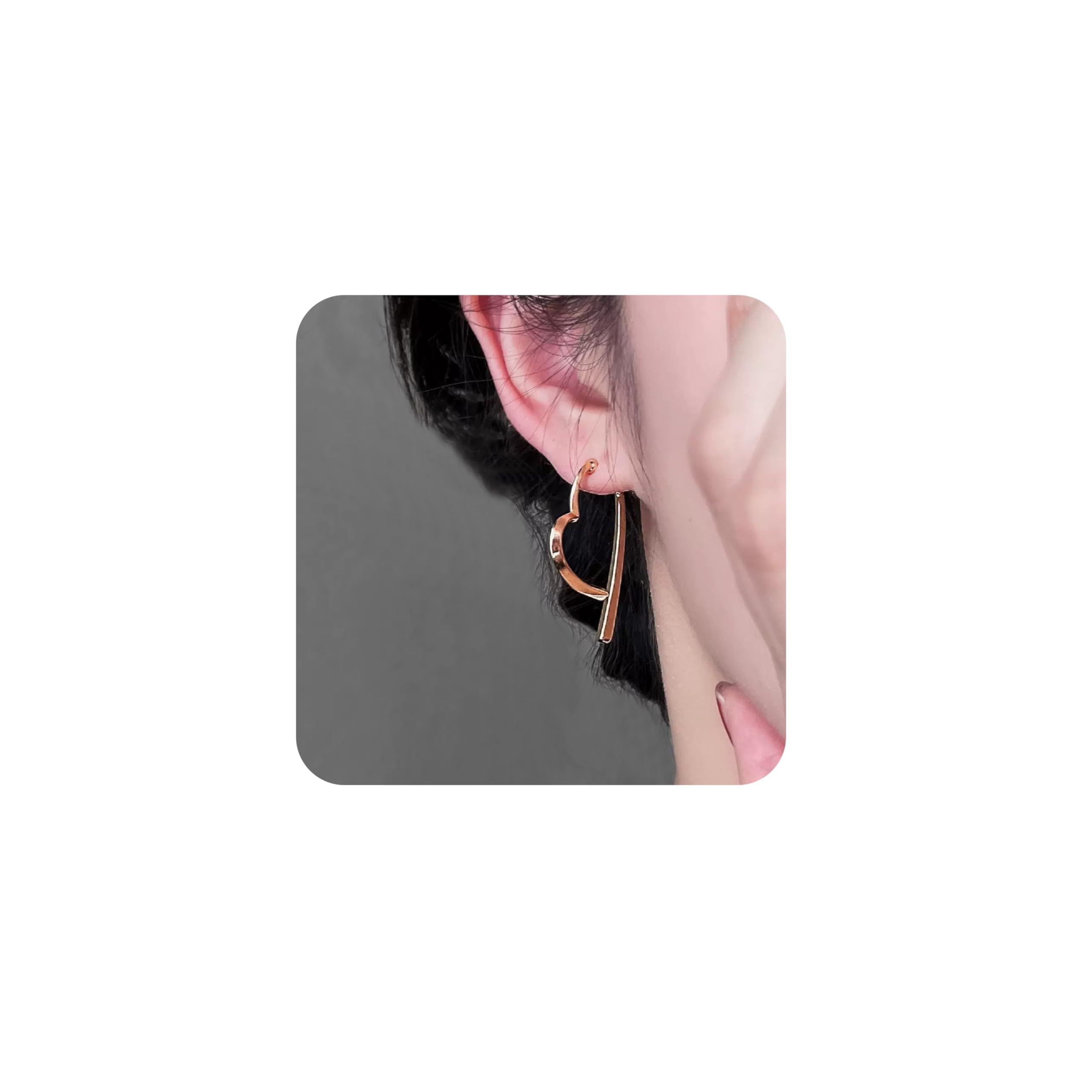 Hothrty ローズゴールド ハートフープピアス