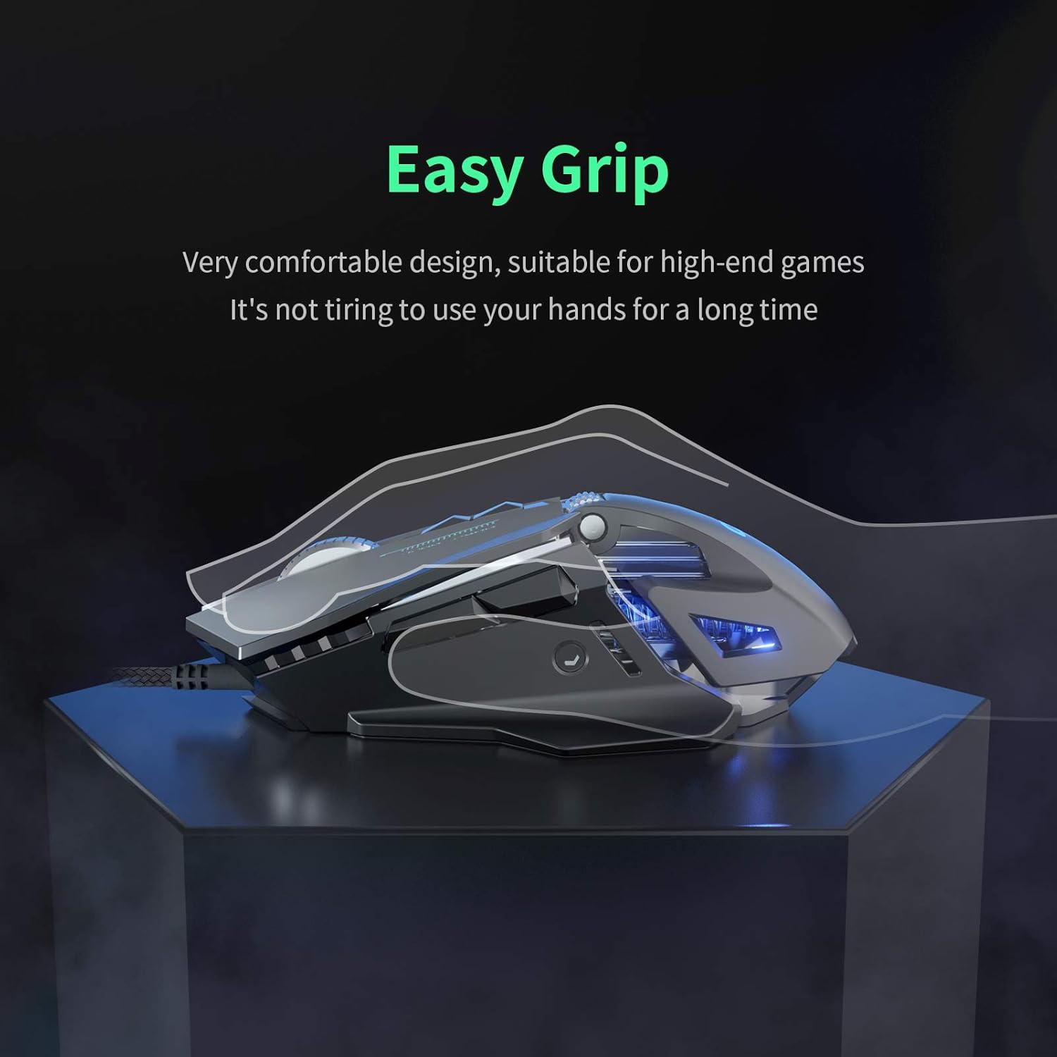 C303 RGB Backlit Wired Gaming Mouse with 7200DPI Optical Sensor, 8 Programmable Buttons, USB Computer Mouse Lightweight PC Gaming Mice, Mouse Gamer for Laptop PC Mac, Black
