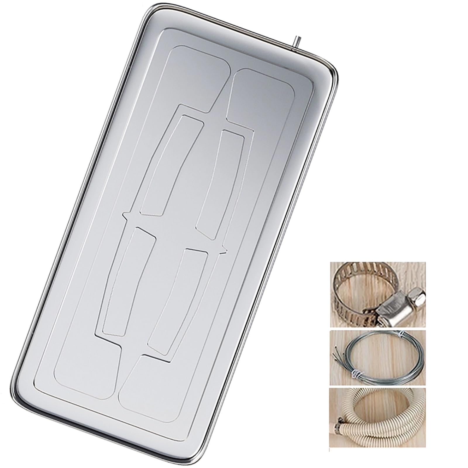Bac condensat clim et pompe à chaleur avec kit de drainage extérieur en inox 100x47cm
