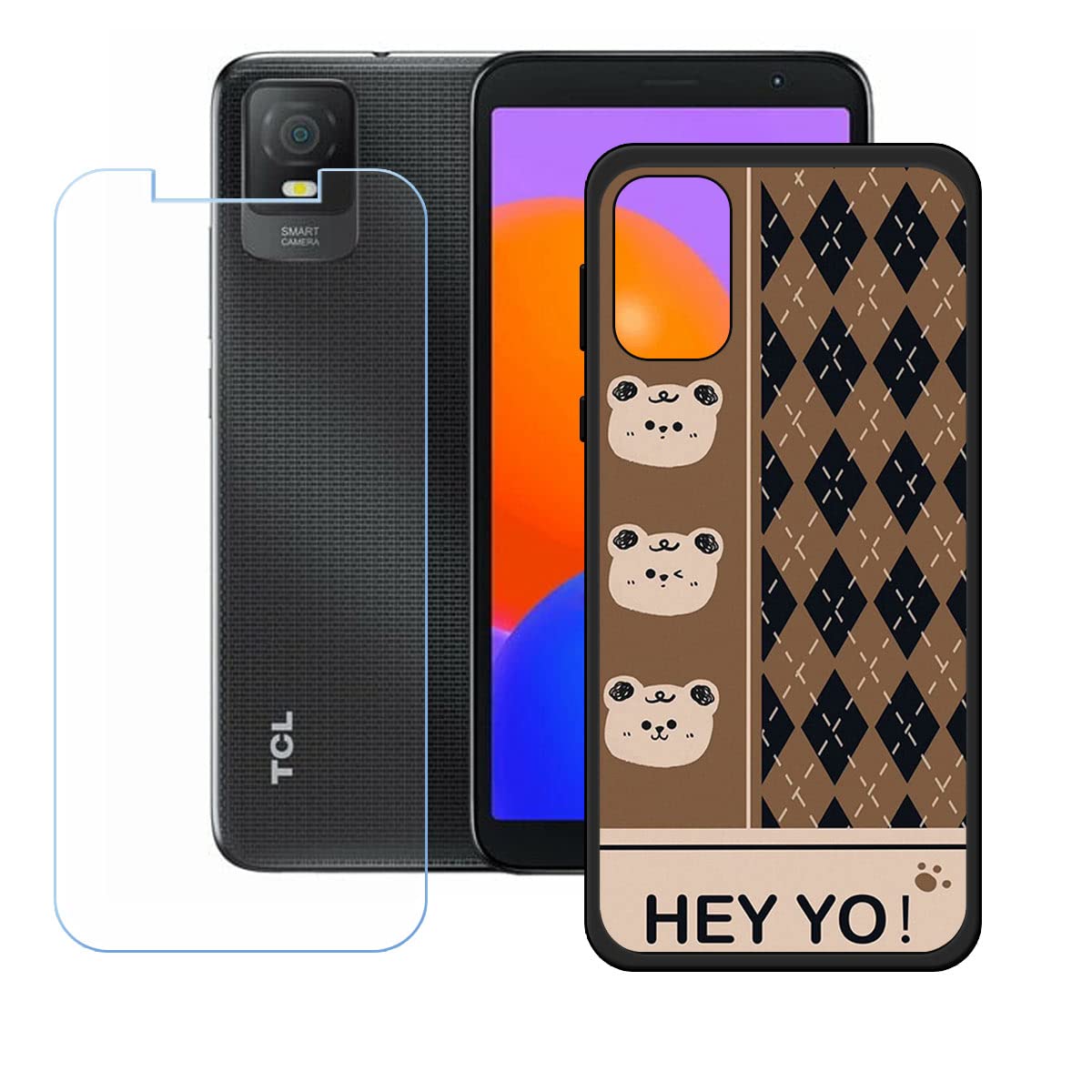 Cover In Silicone TPU Morbida Per TCL 403 + 2 Pellicole In Vetro Temperato – Custodia Protettiva Antiurto Nero