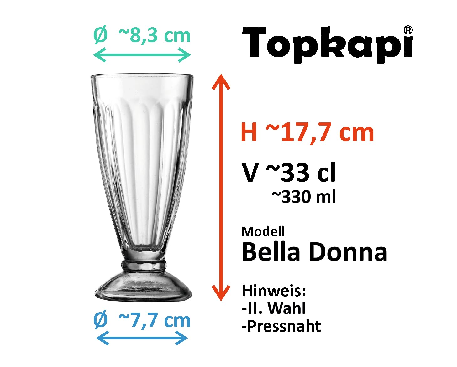 Topkapi 250.710 Bella Donna Arctic – kubek do lodów, lód, koktajl mleczny, Frappe, 6 sztuk
