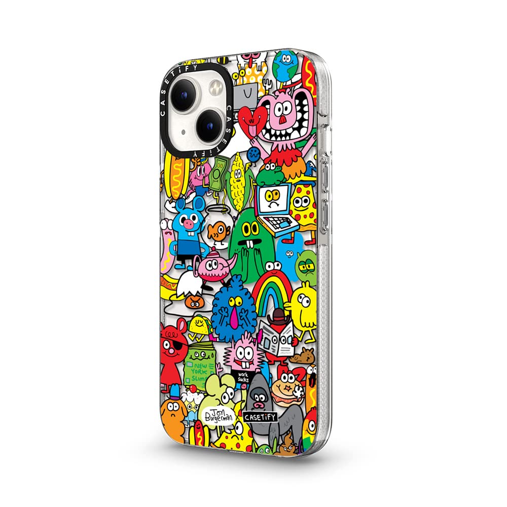 CASETiFY Funda transparente para iPhone 14 compatible con Magsafe – Fun Friends de Jon Burgerman