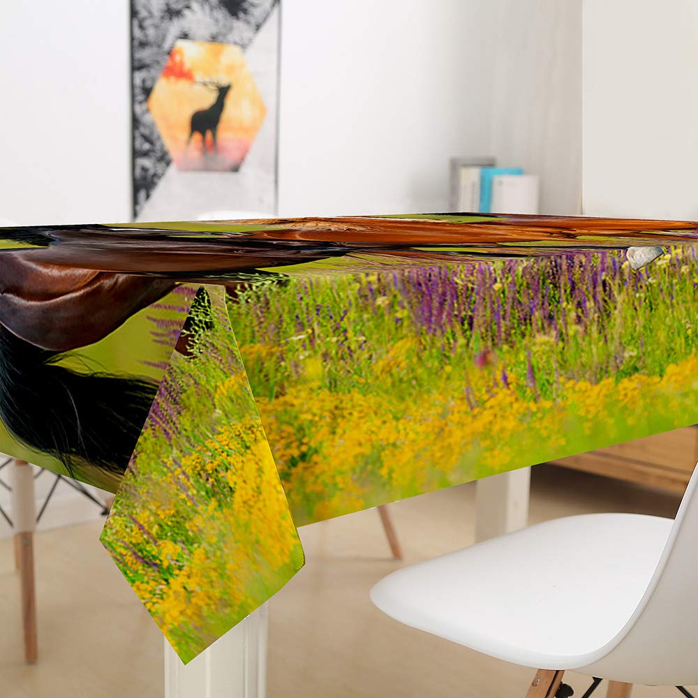Rectangulaire Imperméable Nappe, Treer 3D Anti-Taches Lavable Entretien Facile Carré Nappes Avec Wapiti Animal Imprimé Nappe De Table Pour Cuisine Picnic Party Jardin Table (Montagne,60x60cm