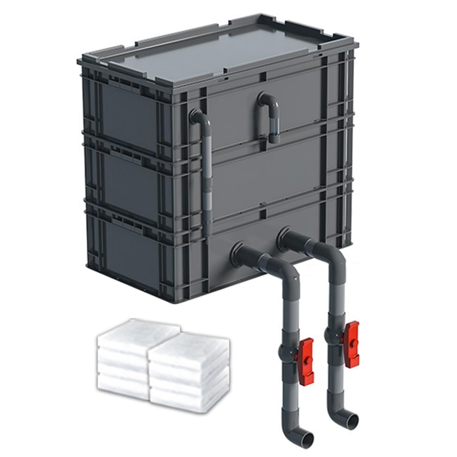 Filtry akwariowe Zewnętrzna skrzynka do wymiany wo Filtr akwariowy Turnover Box z 2/3/4 warstwami do akwarium i oczek wodnych, czerwony, różne rozmiary(23.62x15.75x27.17in/60x40x69CM)