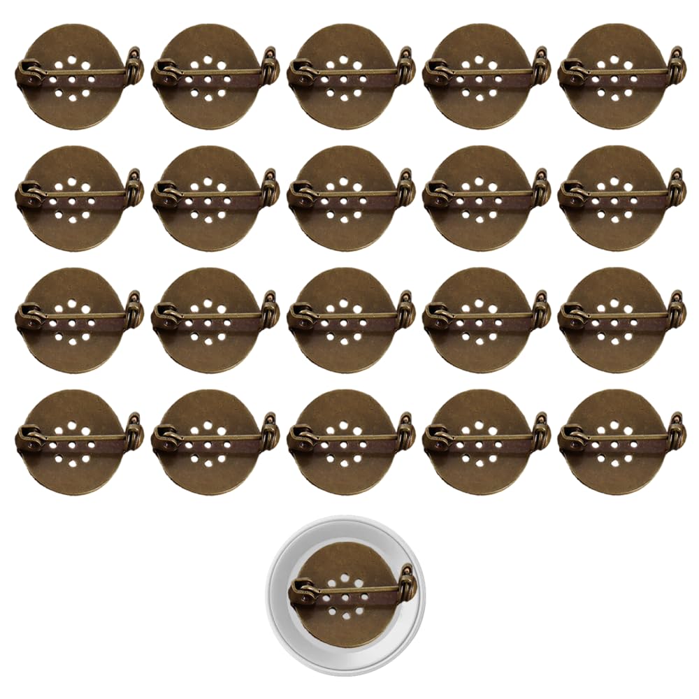 20Pcs Brooch Pins, Decorative Corsage Clasps, 17mm Round Tray Pins with Secure Locking Back for Jewellery Making DIY Crafts
