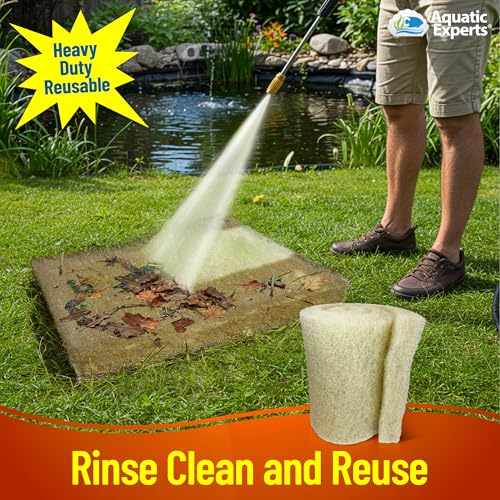 Image of Aquatic Experts Cream COARSE Pond Filter Pad - 2 inch Thick - Bulk Roll Water Garden Filter Pond Media - Made in USA (12 inch by 36 inch)