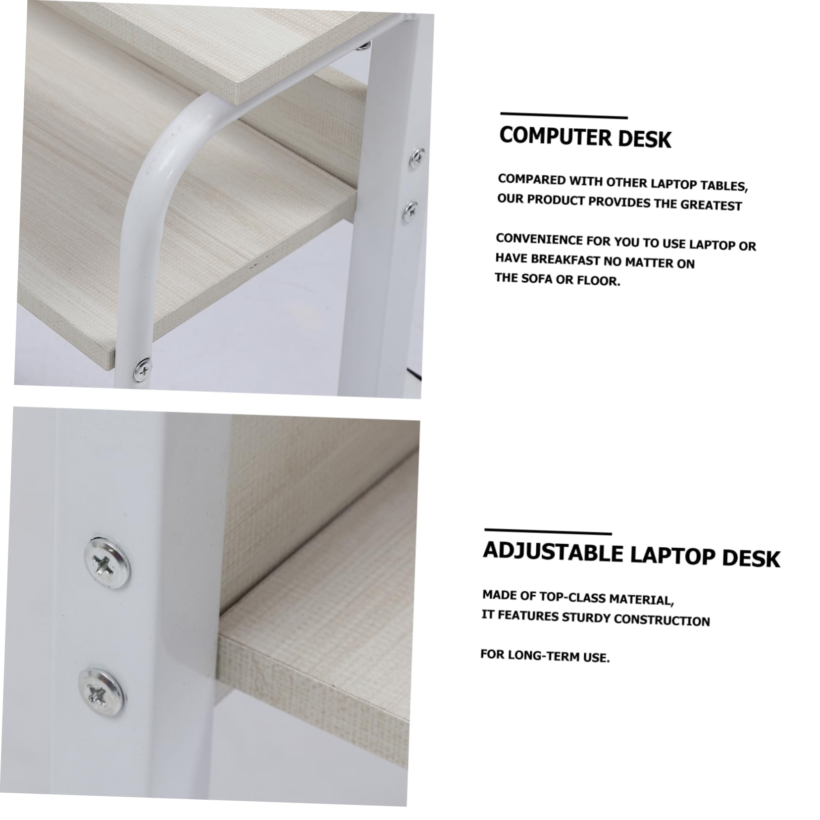 TEHAUX 1pc Movable Bedside Laptop Desk Height Table for Bedroom Dormitory Office Use Sleek Design with Lockable Wheels for Upgraded Finish