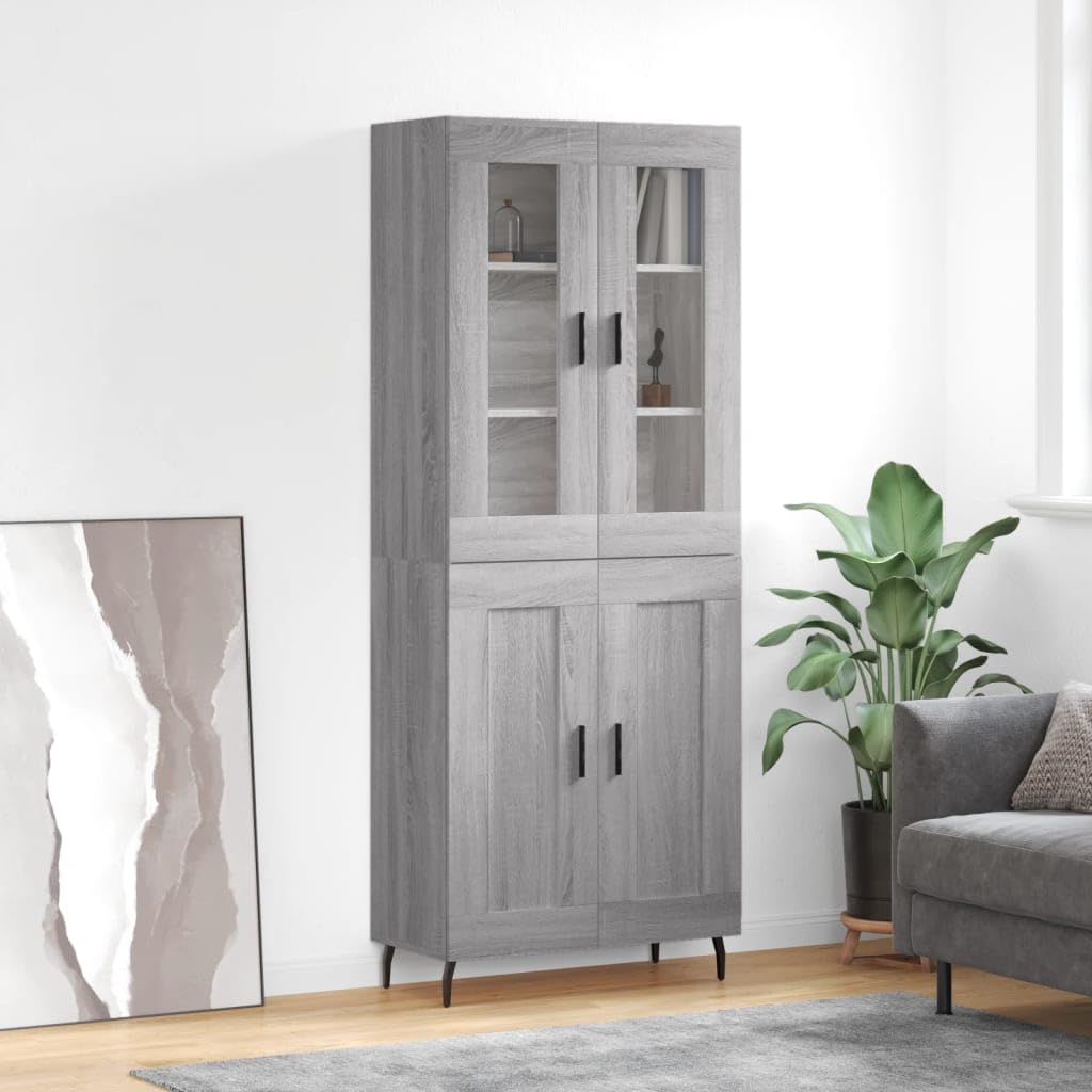 vidaXL Witrynka szary dąb sonoma 69,5x34x180cm materiał drewnopochodny