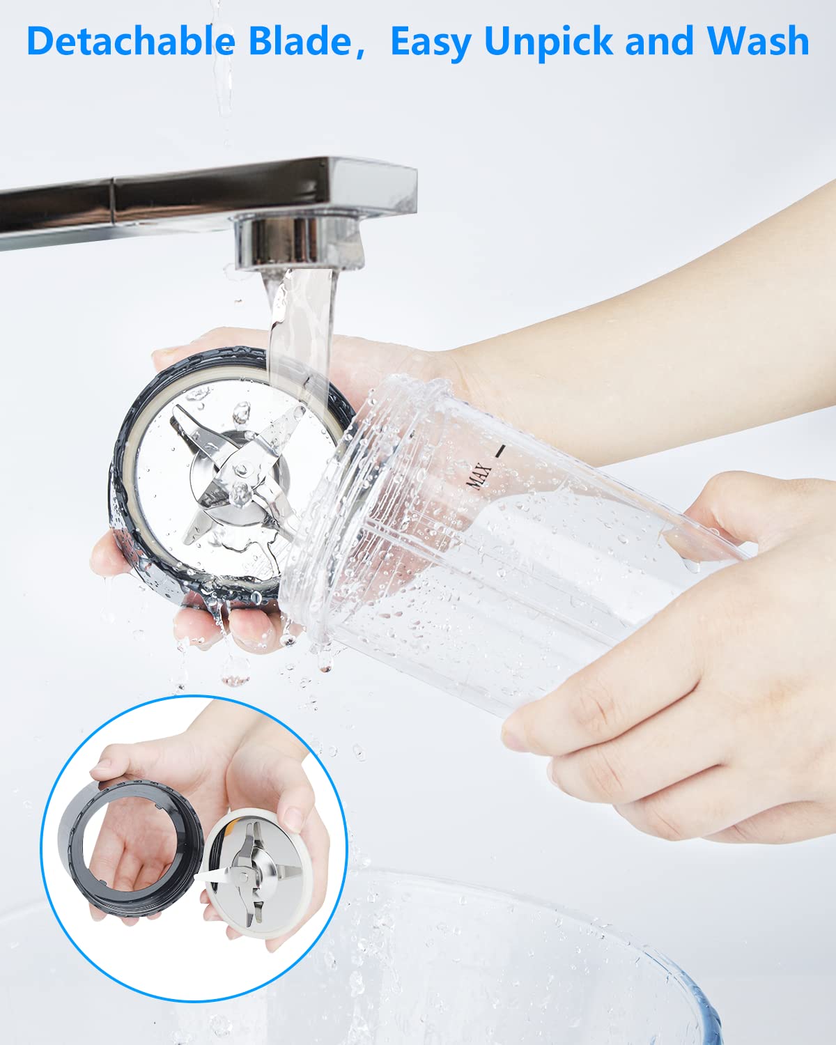 Amateys Licuadora personal con botón, licuadora de cocina profesional de 350 W para batidos y batidos, licuadora portátil de 17 onzas, fácil limpieza y funcionamiento, adecuada para transportar o