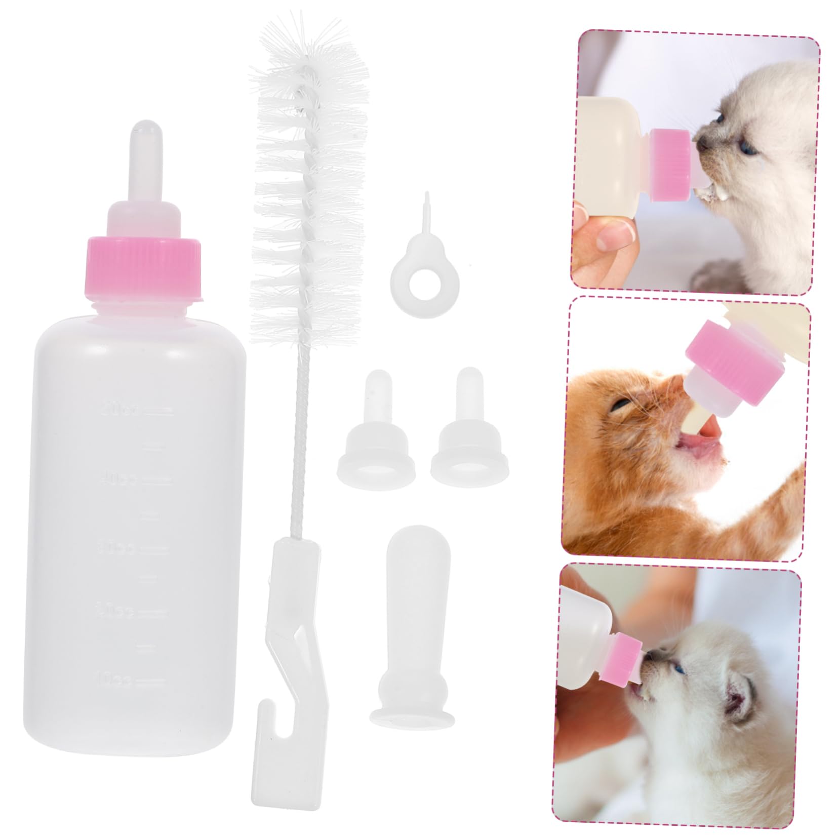 VANZACK 6pcs Pet Bottle Set Puppy Milk Feeders Kitten Nursing Bottles Silicone Portable Leak-