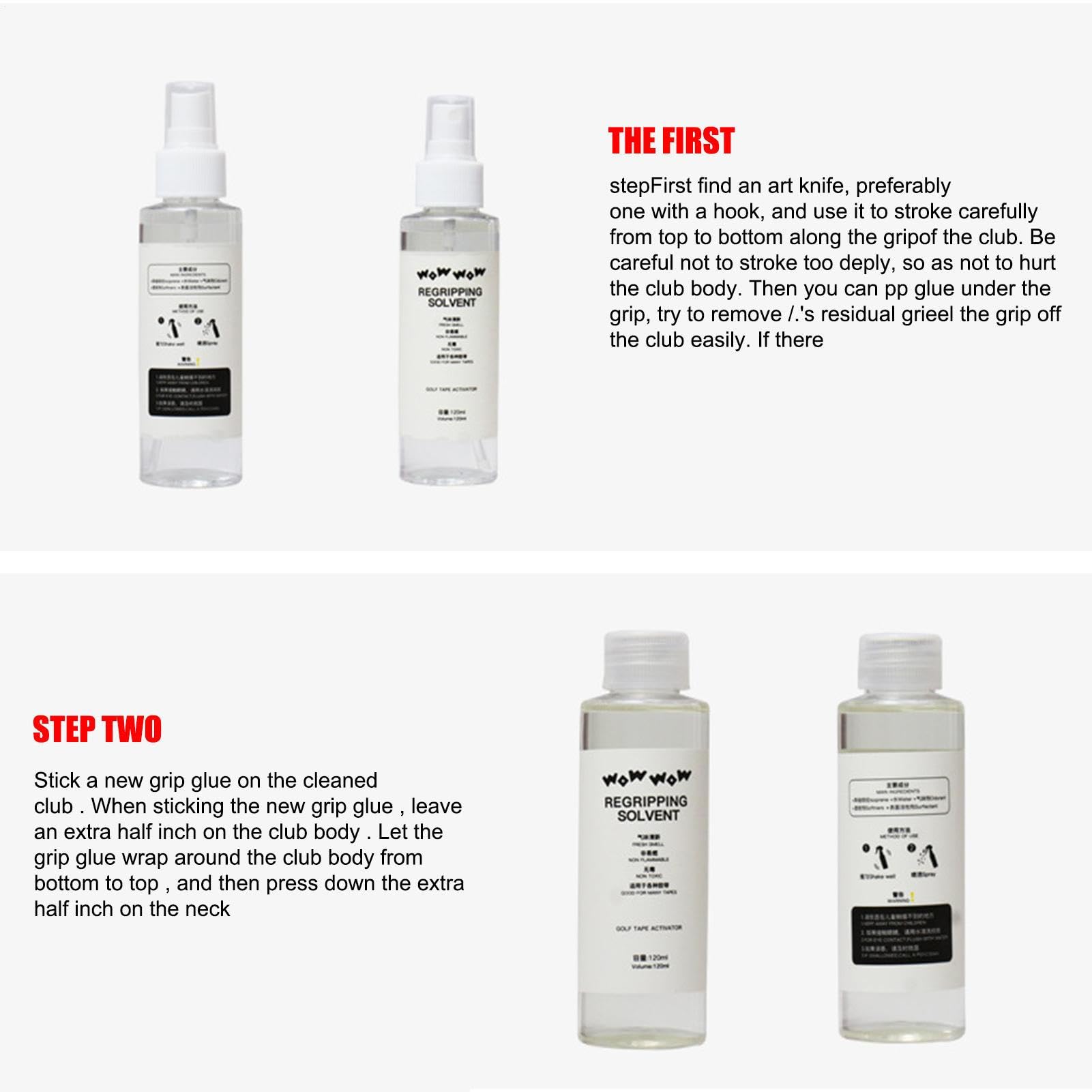 Golf Grip Solvent, 120 ml Golf Club Regripping Solvent Solution, Professional Repair Solution for Easy Repping and Grip Repair