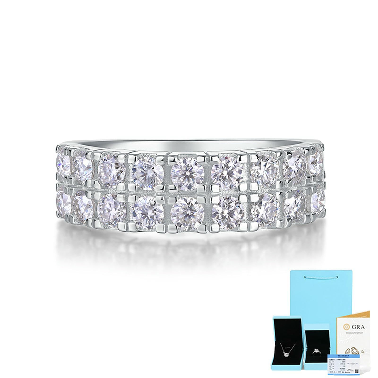 Anillo de moissanita multicapa de plata S925 para mujer, apilable, para ocasiones y regalos