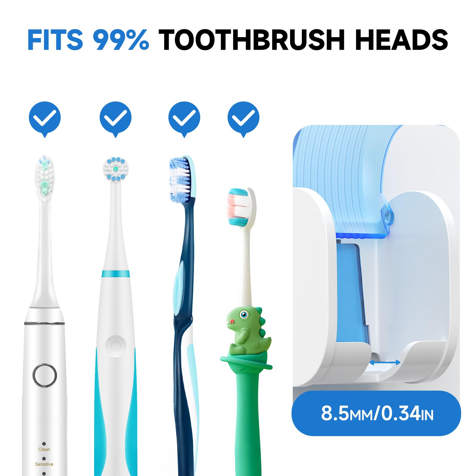 Soportes para cepillos de dientes para baños. Diseño mejorado de una sola ranura. Soporte para cepillo de dientes montado en la pared con funda, a prueba de humedad y polvo, organizador de