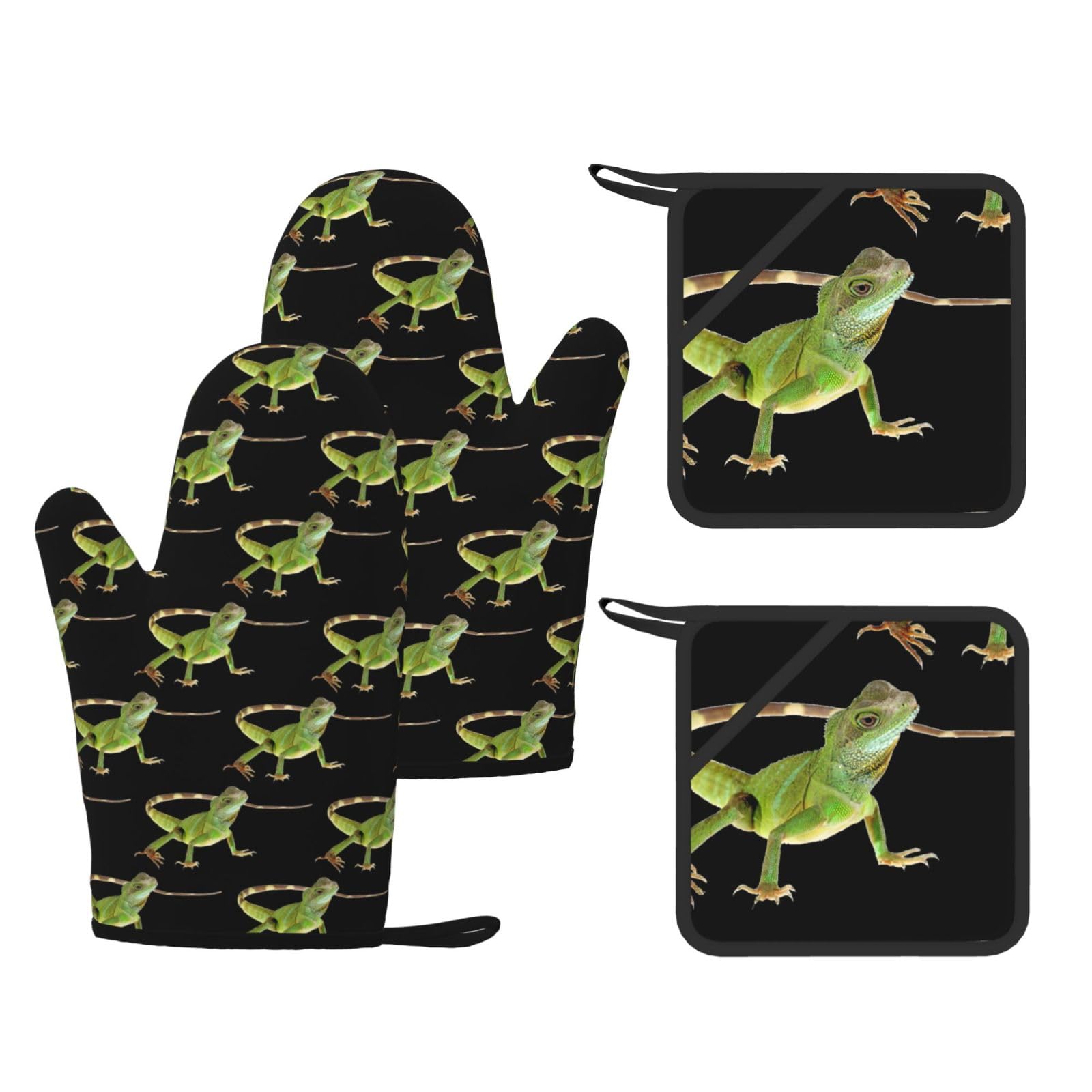 Maniques imprimées HD et gants de cuisine pour barbecue Lizard