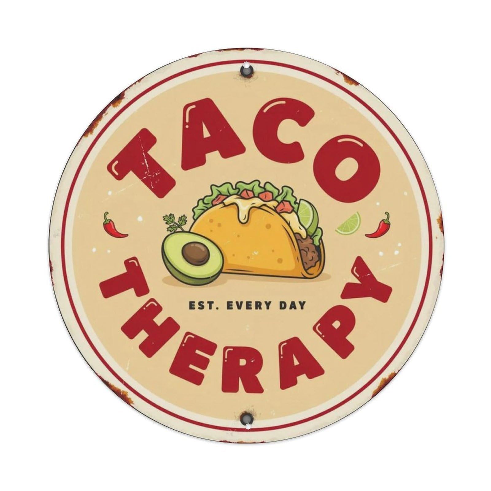 Taco Therapy Metal Tin Sign Plaque