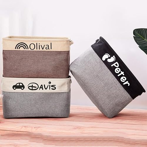 Cesta de almacenamiento de juguetes personalizada para niños con nombre, cajas organizadoras de almacenamiento de juguetes personalizadas para