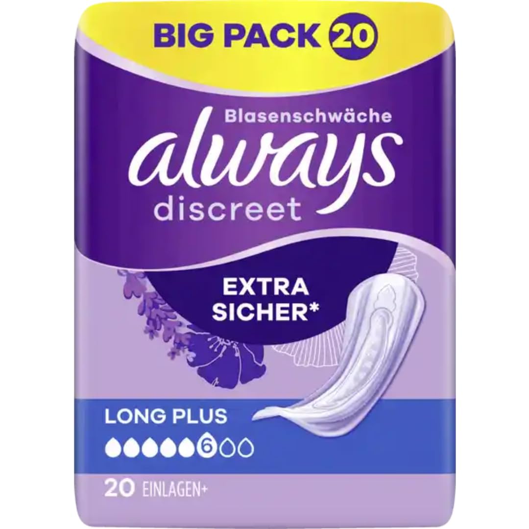 Discreet Inkontinenz Long Plus Big Pack Binden Pads Damenbinden 20 STÜCK x 5 Packungen