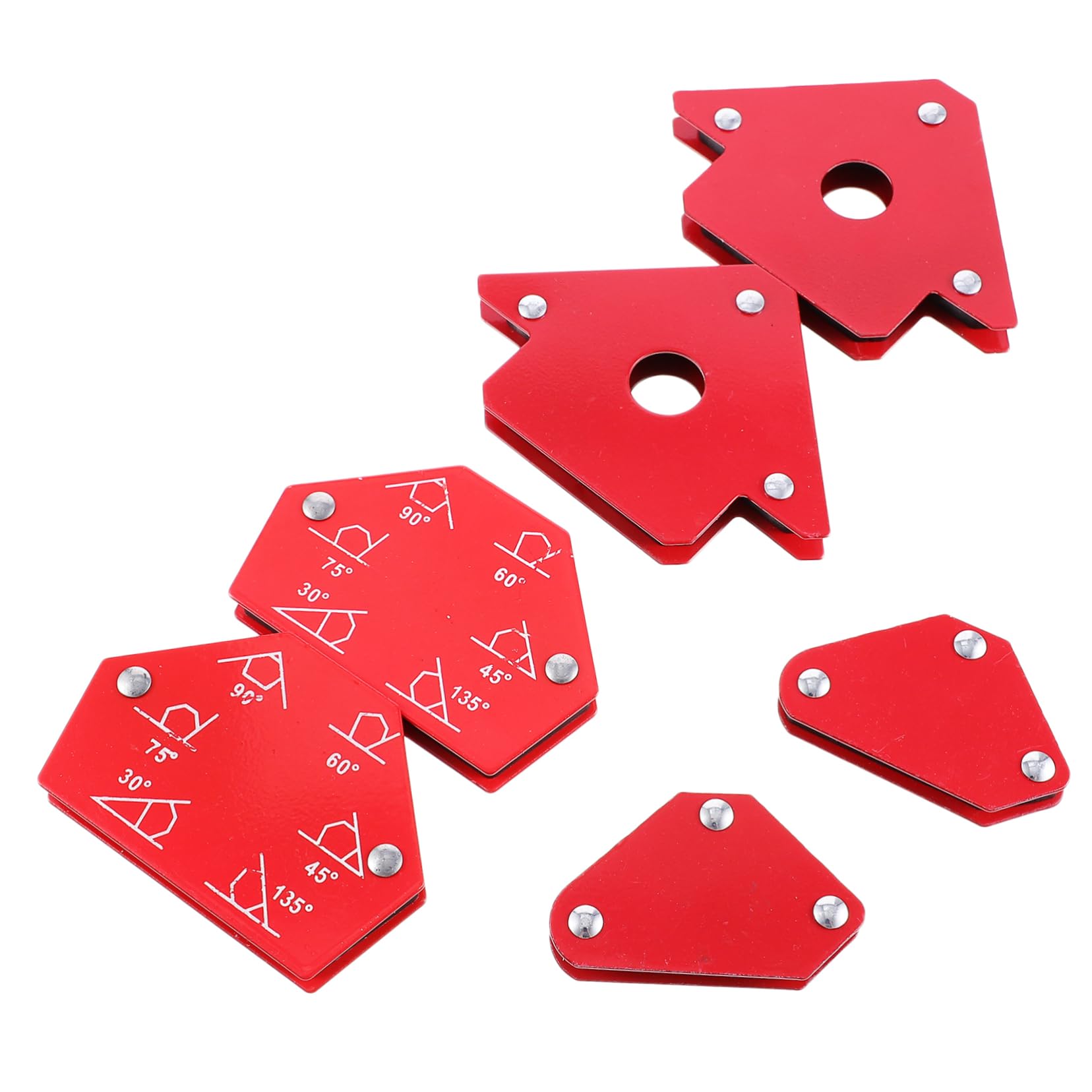 NUOBESTY Posizionatori Magnetici per Saldatura 6 Pezzi Design Compatto in Metallo, Magneti a Freccia per Saldatura Multi-angolo per Lavori Precisi e Professionali