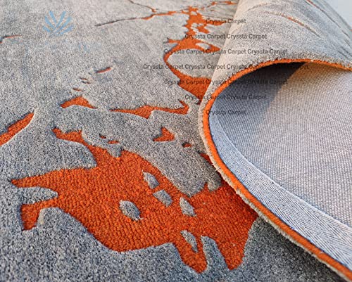 Image of Cracks Carpet for Living Room Size 5x7 Feet (150x210 cm) Color Grey Orange