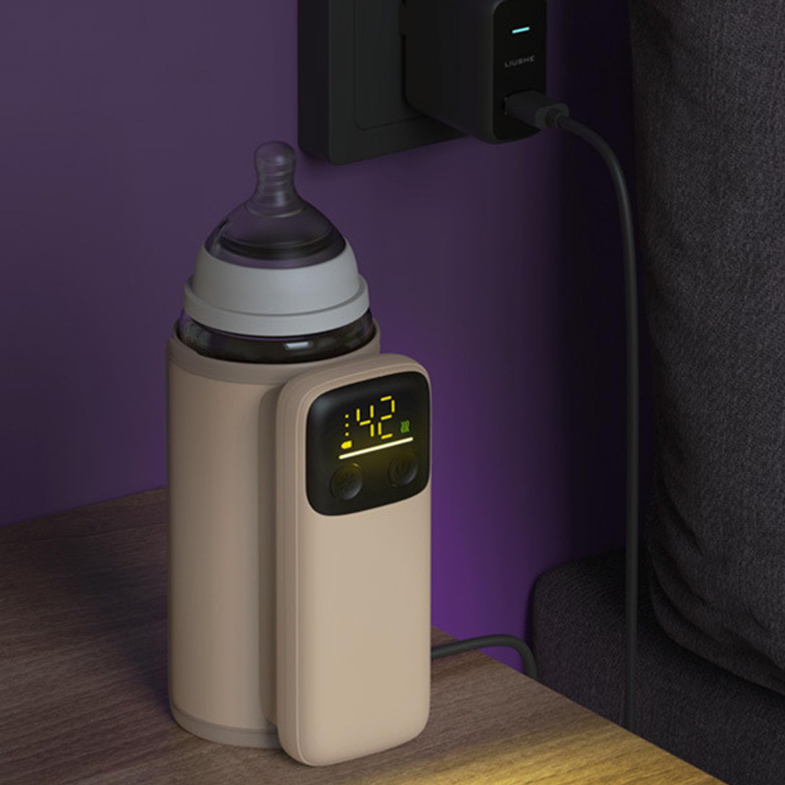 Calientabiberones portátil para viajes, Calientabiberones Multifuncional Recargable USB, Funda isotérmica universal con control de temperatura para la mayoría de biberones