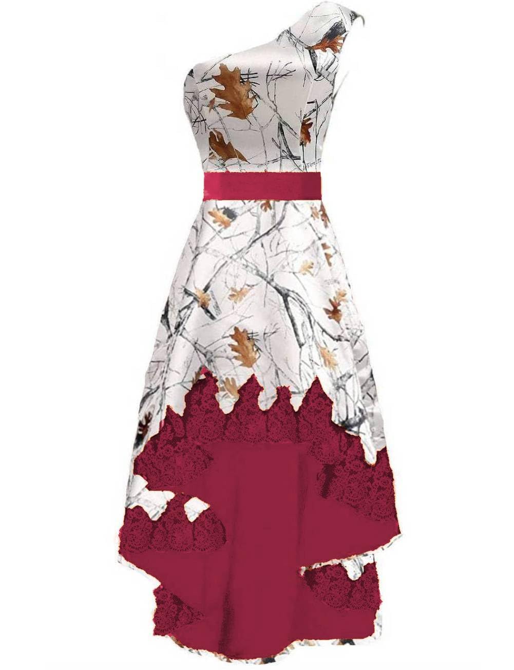 DINGZANCAMO Country Wedding Dress Camouflage High Low Lace Formal Bridal Reception Dresses One Shoulder