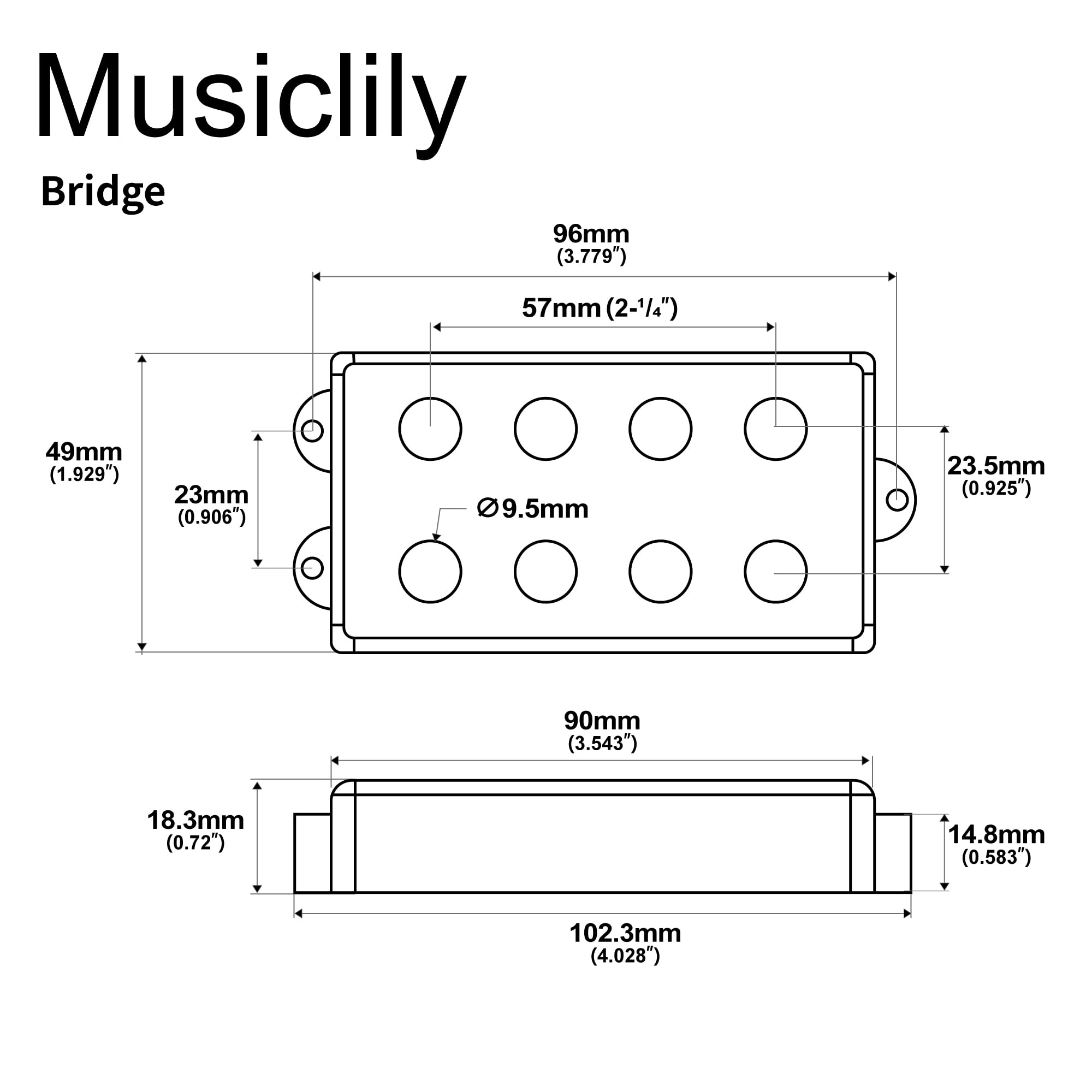 Artec MMC4 Cerámico Bajo Pastilla Soapbar Puente Pickup 12,6K para Bajo estilo MusicMan 4 Cuerdas, Negro