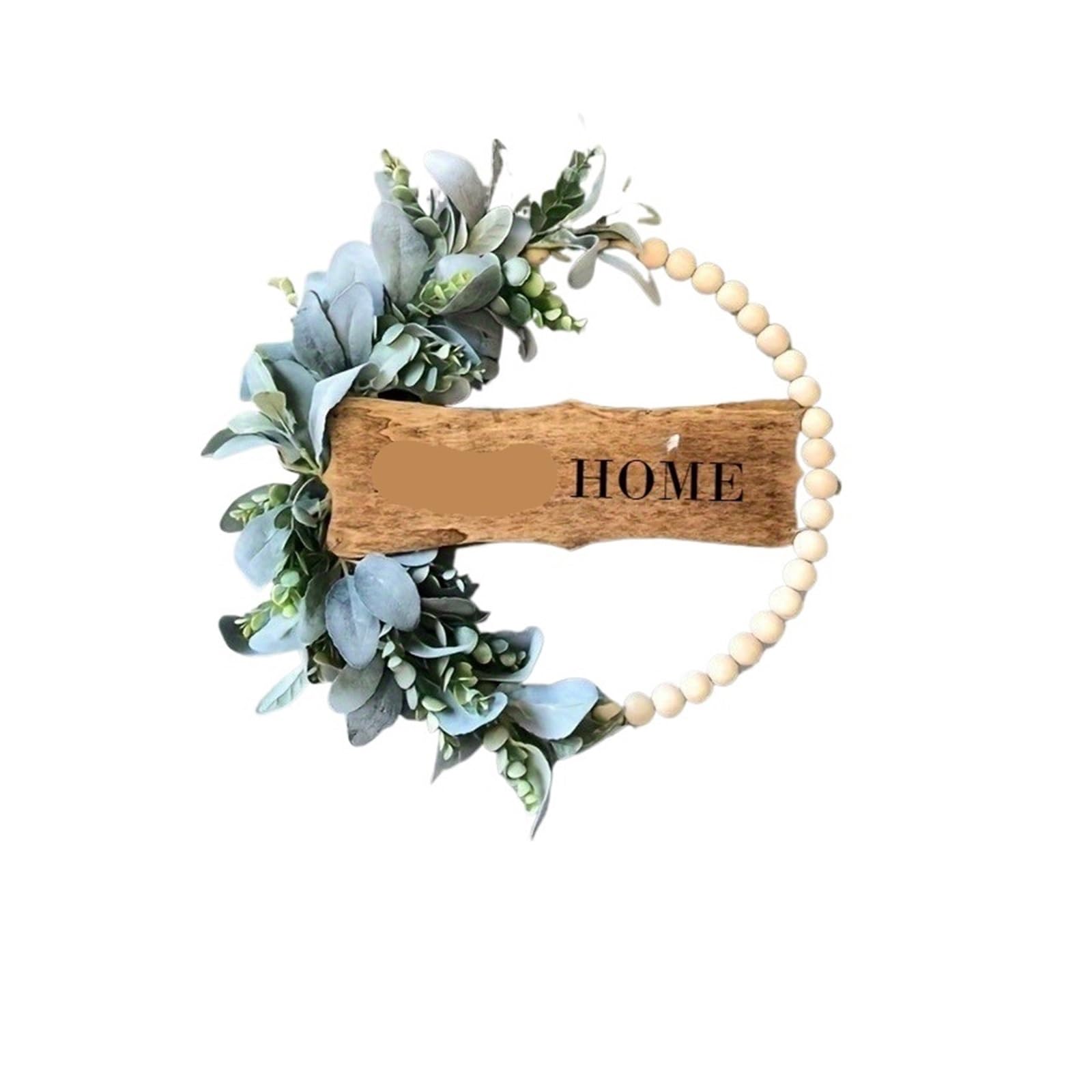 Front Door Wreath Welcome Sign Welcome Door Wreath - Eucalyptus Leaves And White Welcome Message, Graduation Home Decoration, Easy Hanging Door Decoration(Black)
