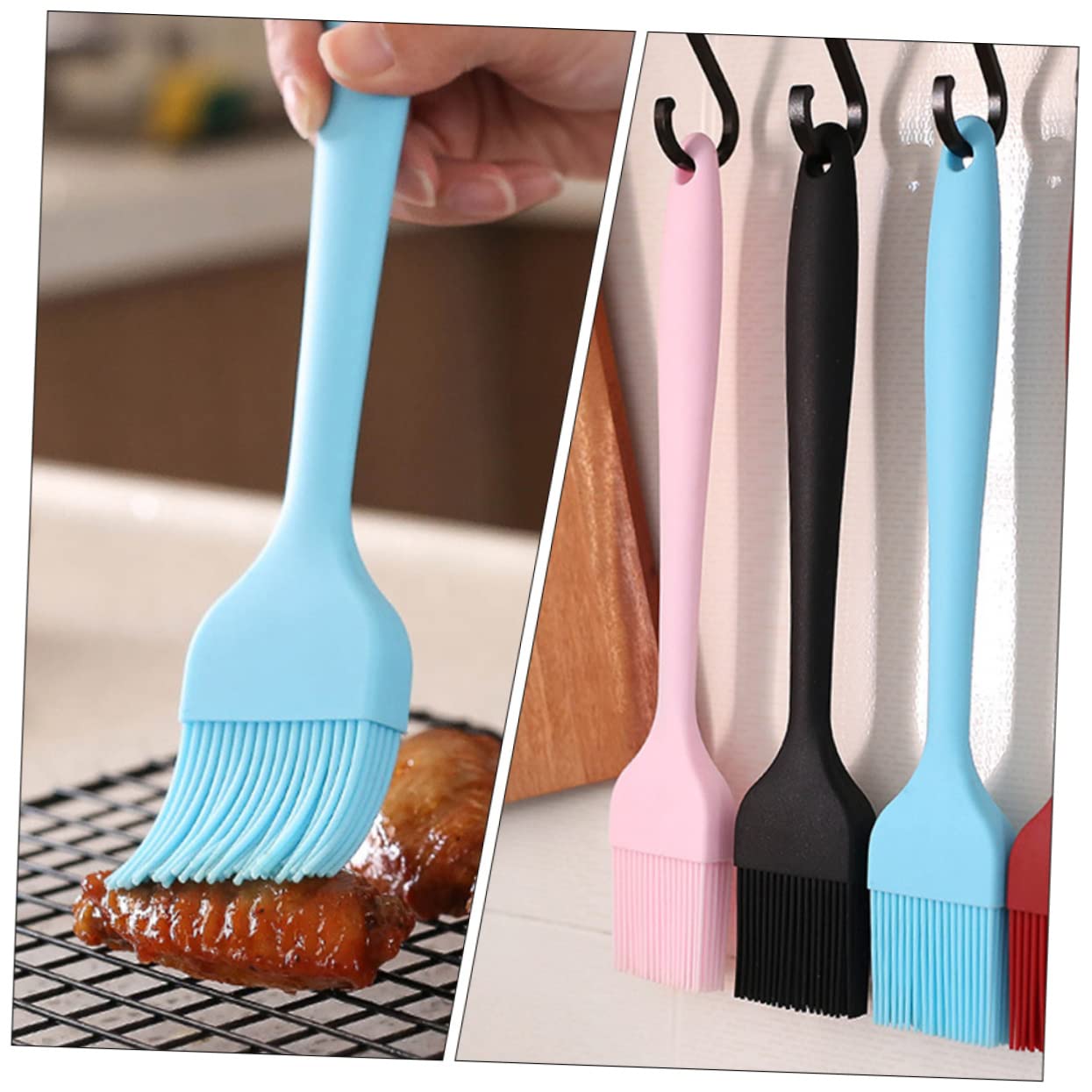 Sosoport 2Pcs Silicone Barbecue Oil Brush Kitchen Tools for Grilling Baking and Cooking