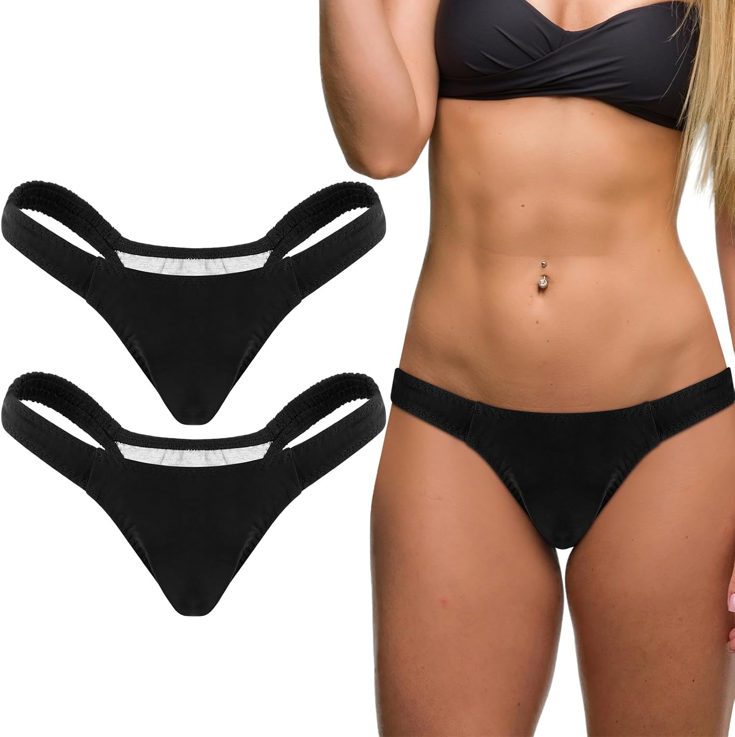 Cutecrop 2 Pcs Thong Tucking Gaff Panties for Transgender Thick Strap Series Hidden Shaping Panties for Crossdressers