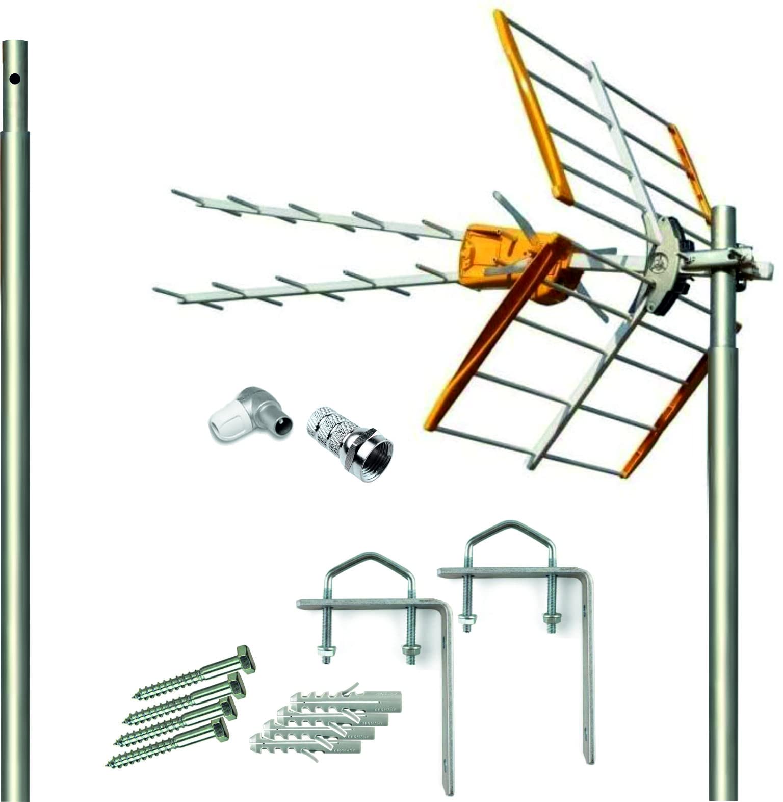 Kit Antena TIELEVES 5G + Mastil 1.2m + Garras + Conexiones