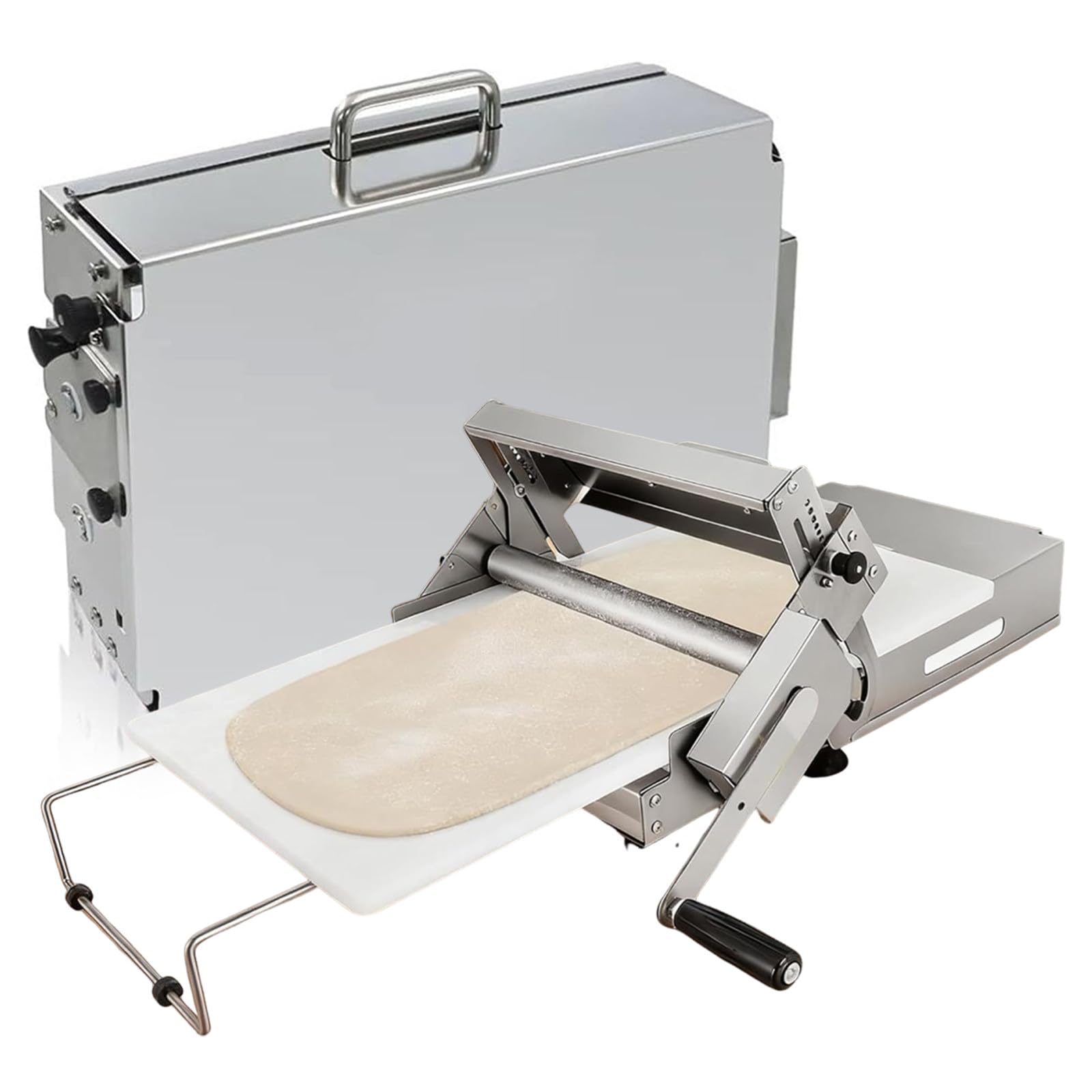 Gewerbliche Teigausrollmaschine für Croissants, Faltbare Manuelle Teigausrollmaschine, Einstellbare Teigstärke Von 0–25 mm, für Heim- und Gewerbebäckereien 90x40cm