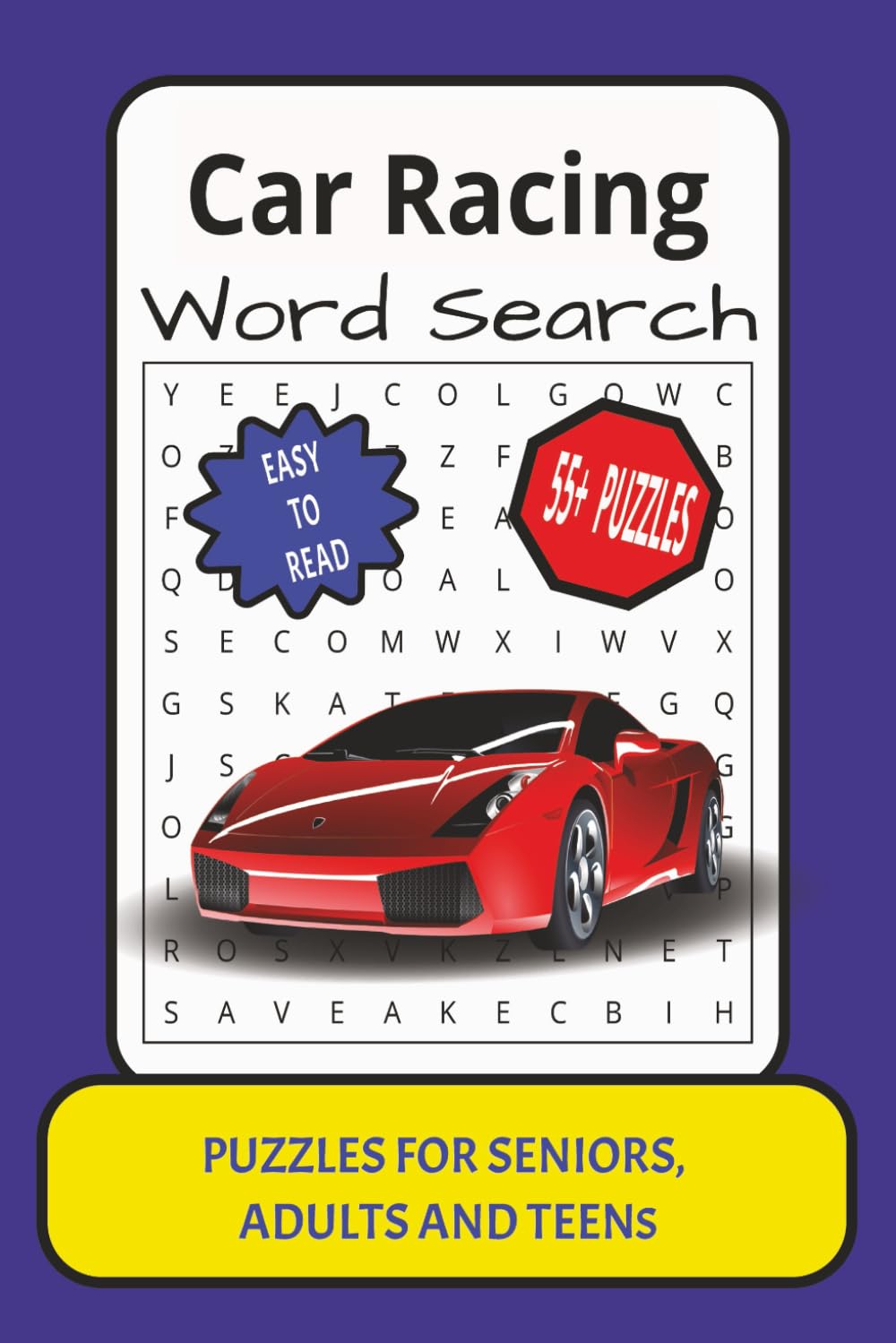 Racing Car Word Search: Word Search with Easy to Read Print about Racing Car, Activity Book, Type of Car, Competition, Drivers, Rules : 6x9 inches: ... for Vacations, Holidays and Relaxation