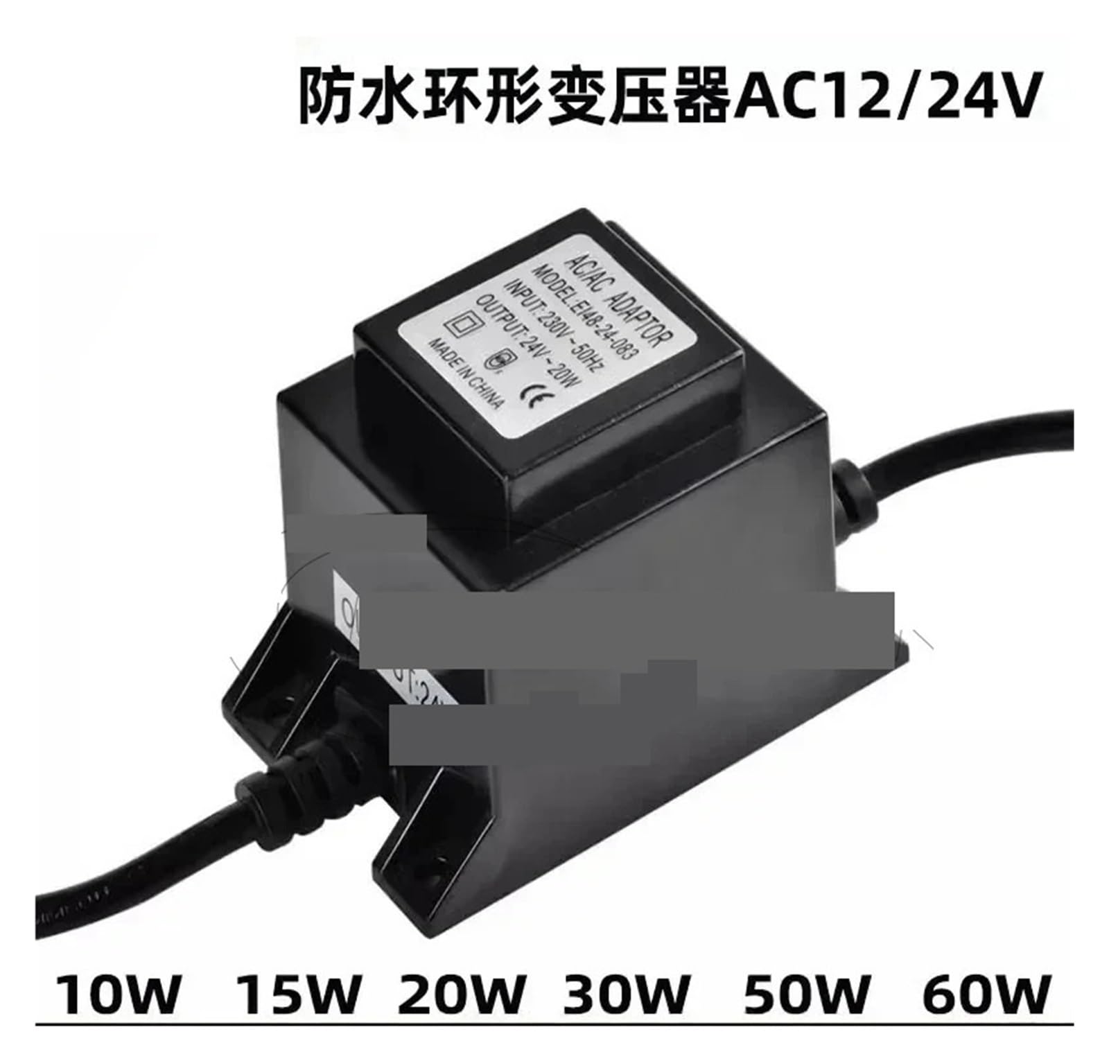 Transformador subacuático a prueba de agua Transformador toroidal impermeable de luz subacuática cuadrada for exteriores 220 rpm AC 12V24V anillo vaca baja frecuencia