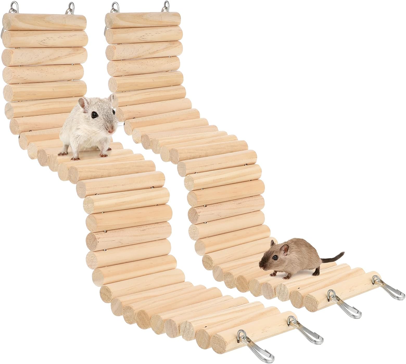 SOSPIRO 2pcs Wooden Hamster Ladder Bridge Small Animal Climbing Stair Bendable Rat Cage Habitat Toy for Hamsters Chipmunks and Other Small Animals