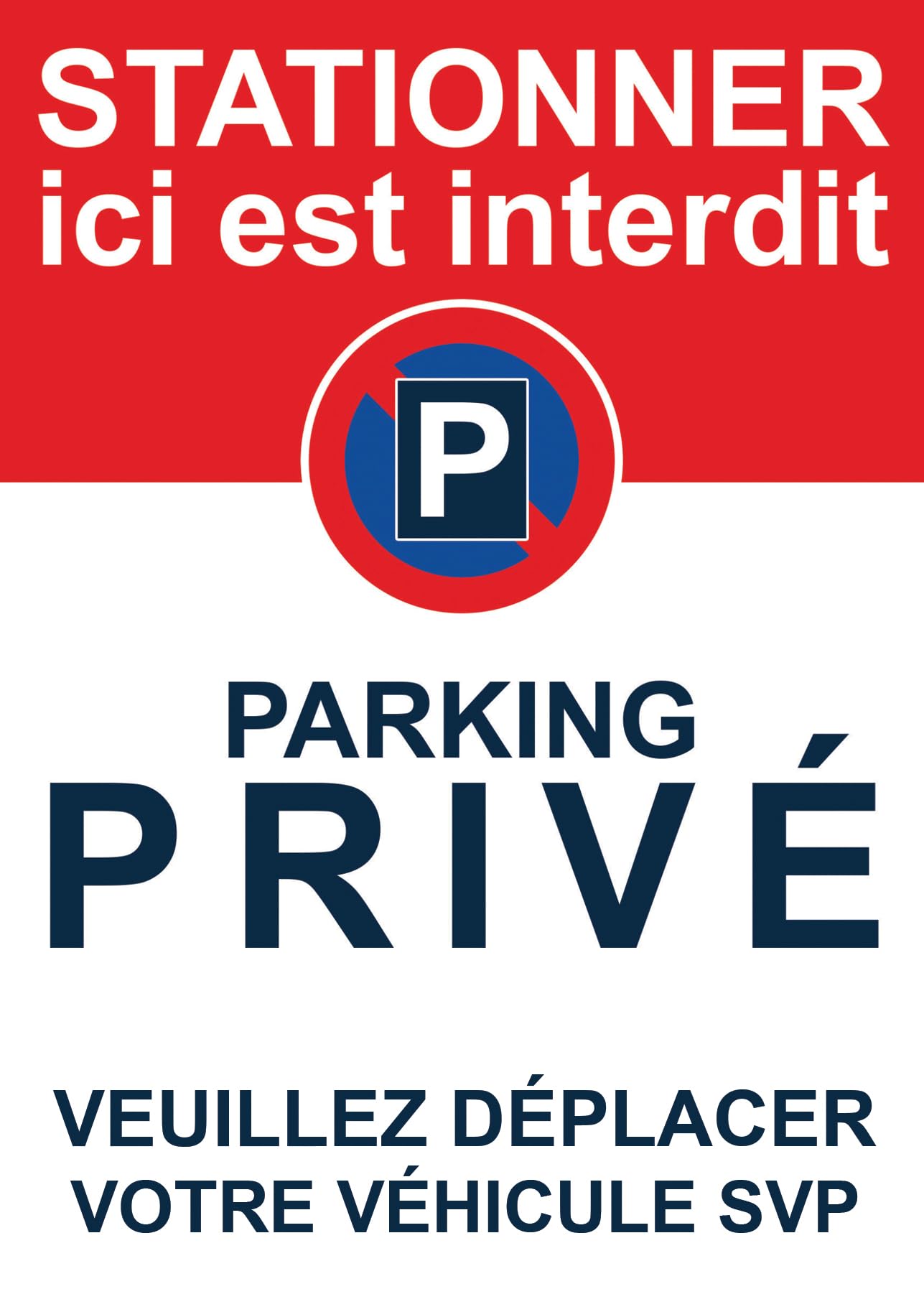 Autocollants Parking privé. Stationnement Interdit ou gênant. Lot de 100. 10,5 x 14,8 cm. A Coller sur Les Voitures en stationnement abusif.
