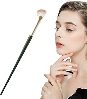 角度付き輪郭ブラシ、ファンブラシメイクアップ, ノーズシャドウブラシ 半扇形, 柔らかい毛の角度付きコンシーラーブラシ、プロの初心者のための目の下のチークメイクアップ