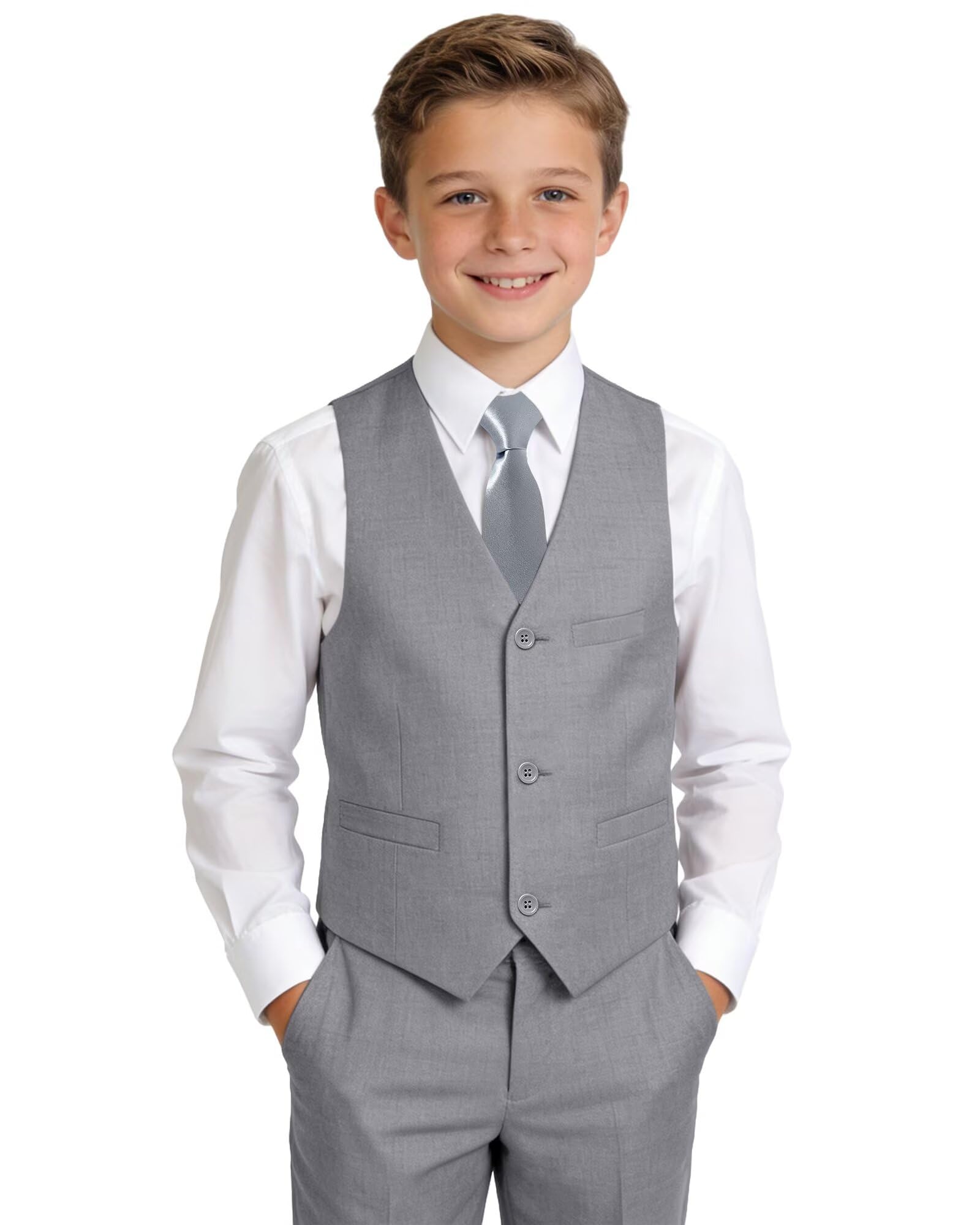 Boys Suits Kids Dress Vest Pants Set Ring Bearer Outfit 5-16Y Global Recycled Standard Global Recycled Standard Global Recycled Standard