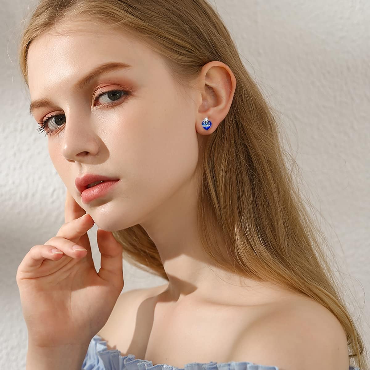 925 Sterling Silver Cute Fox Studs Earrings with Heart Crystal from Austria, Fox Jewelry Gifts for Women